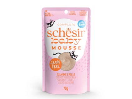 Schesir Baby&Mačiatko Mousse - losos s kuracím mäsom pena 70g