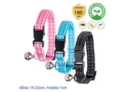 Antiparazitný nylónový obojok Nobleza pre mačku 15-23cm