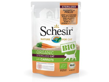 Schesir Cat Bio Sterilized - Hovädzie a kuracie s mrkvou 85g