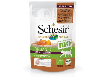 Schesir Cat Bio Sterilized - Kuracie a bravčové s tekvicou 85g