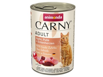 Animonda Carny Adult  - Kuracie, morka a kačacie srdcia 400g