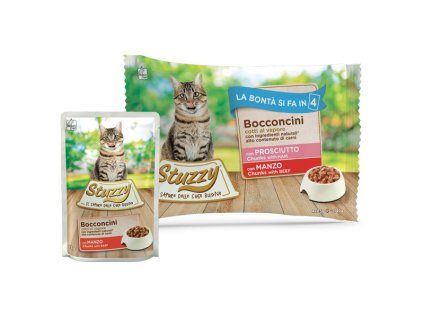 Stuzzy Cat Chunks Multipack hovädzie a bravčové kúsky 4x85g