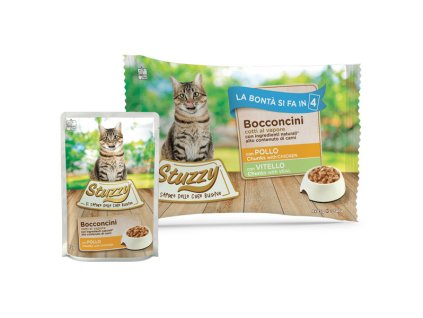 Stuzzy Cat Chunks Multipack kuracie a teľacie kúsky 4x85g
