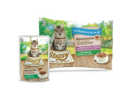 Stuzzy Cat Chunks Multipack bravčové, teľacie a králičie kúsky 4x85g