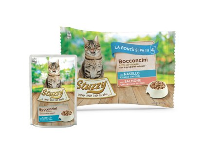 Stuzzy Cat Chunks Multipack treska a losos kúsky 4x85g
