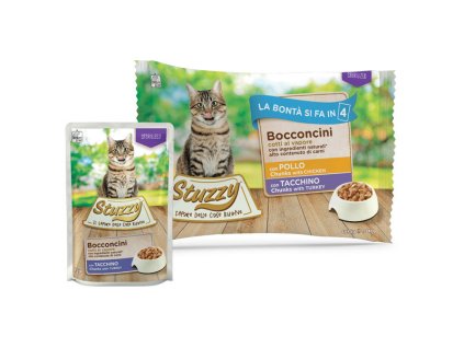 Stuzzy Cat Chunks Multipack Sterilized kuracie a morčacie kúsky 4x85g