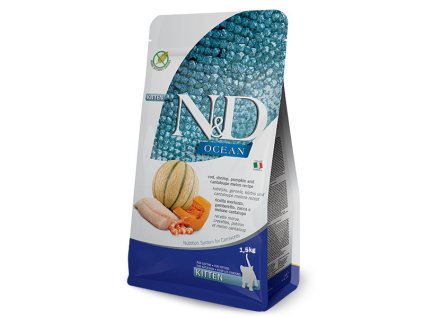 Farmina N&D Mačiatko OCEAN Pumpkin GF Cod, Shrimp & Cantaloupe Melon 1,5kg