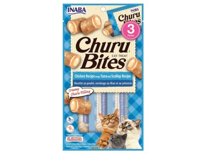 Inaba Churu Bites Cat Kura s tuniakom a hrebenatkou 3x10g