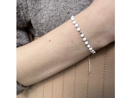 ANISE Náramek Stones silver - Růžová perleť