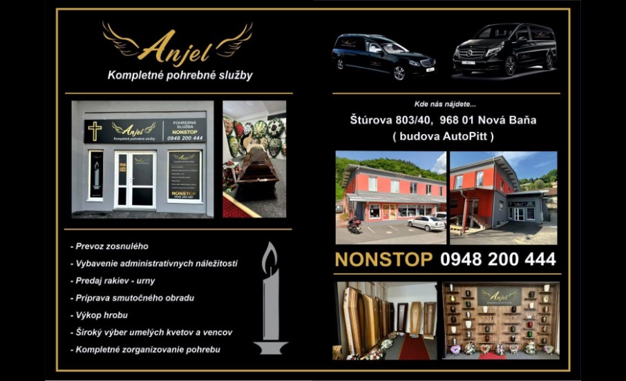 Pohrebná služba ANJEL Nová Baňa - NONSTOP 0948 200 444