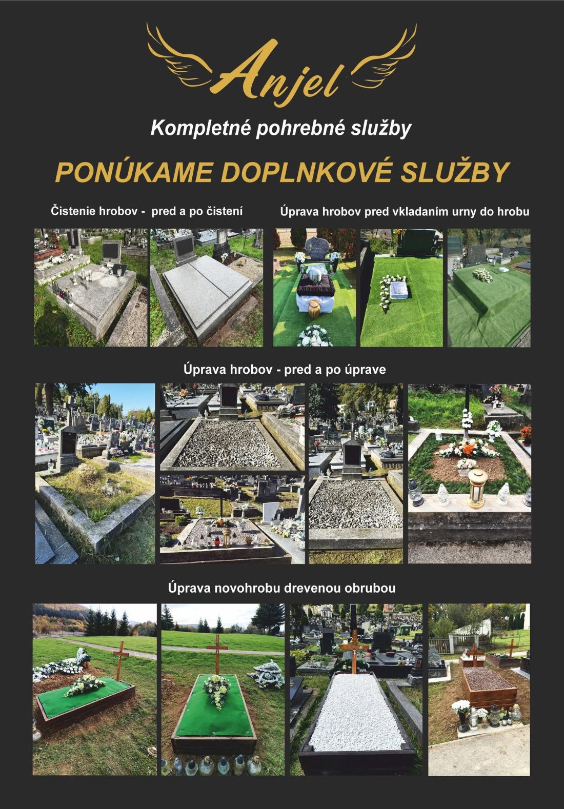 Doplnkové služby – čistenie a úprava hrobov, ukážky pred a po