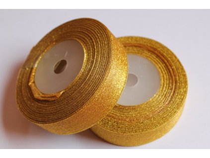 Brokátová stuha 25mm tmavá zlatá 102