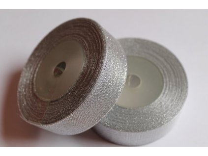 Brokátová stuha 25mm strieborná 110