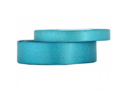 wstazka satynowa z brokatem 12mm 22mb turkusowa