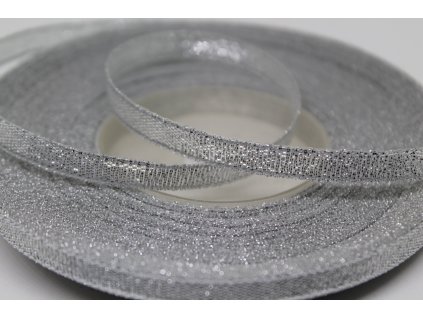 Brokátová stuha 6mm strieborná 110