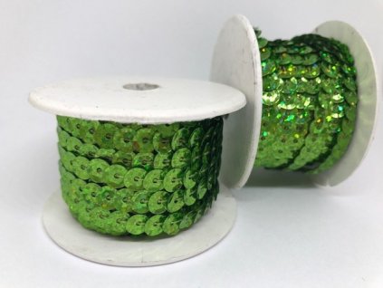 Flitre na šnúre 6mm/9,14m žiarivé zelené s hologramom