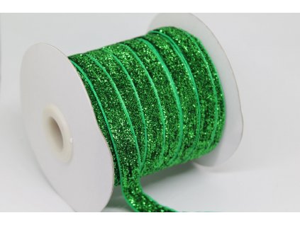 Zamatová stuha s lurexom 10mm zelená