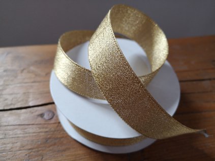 Brokátová stuha 25mm zlatá so zlatým lemom