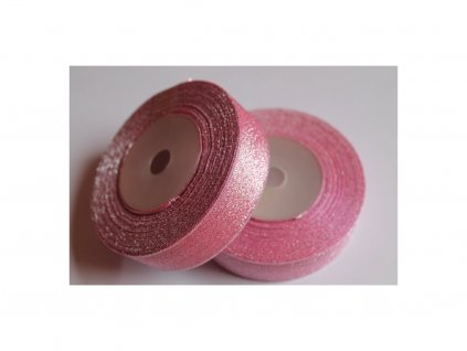 71970 brokatova stuha 25mm ruzova