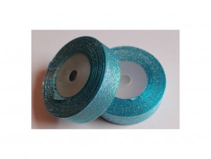 71964 brokatova stuha 25mm tyrkysova 094