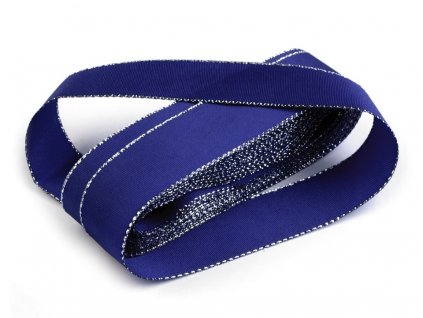 Taftová stuha s lurexom 40mm/10m modrá - strieborná 417