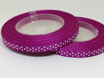 Saténová stuha s bodkami 6mm 073