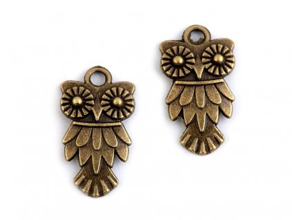 Prívesok sova 11x18mm staromosadz