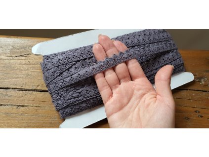 Čipka bavlnená tmavá šedá 15mm