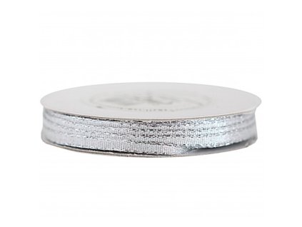 wstazka brokatowa w paski 3mm 22mb srebrna