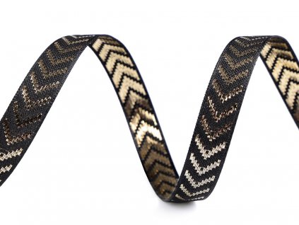 Vianočná stuha s lurexom a vlascom šírka 15mm čierna