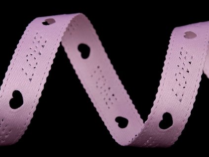 Saténová stuha Love s výsekom srdce 12mm ružová