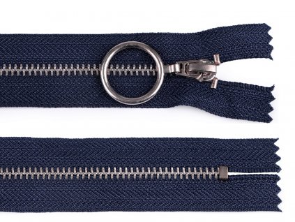 Zips kovový 4mm/20cm so striebornými zúbkami tmavý modrý