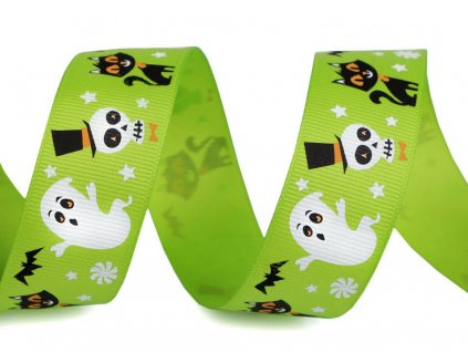 Rypsová stuha halloween 25mm zelená