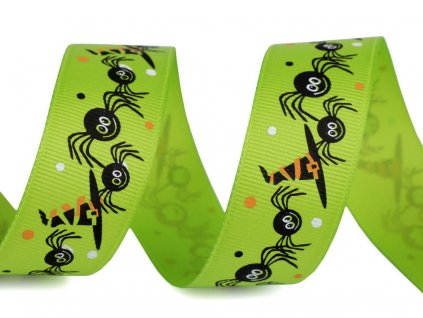 Rypsová stuha halloween 25mm zelená