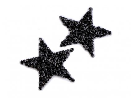 Nažehľovacia hviezda s kamienkami čierna