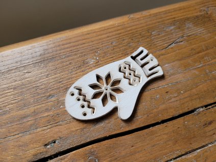 Drevený výrez RUKAVIČKA 7x4cm biely