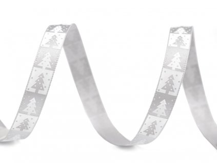 Saténová stuha vianočná sivá 10mm