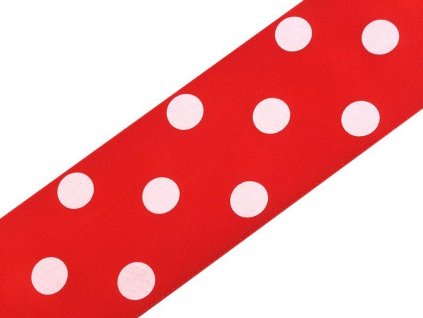 Saténová stuha s bodkami červená 51mm