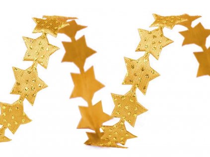 Aplikácia hviezda s glitrami saténová 14mm zlatá