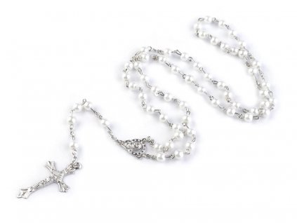 Ruženec s bielymi korálkami