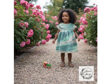 Šaty dievčenské zeleno krémové