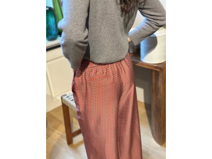Red Twill Pure Silk Lounge Trousers