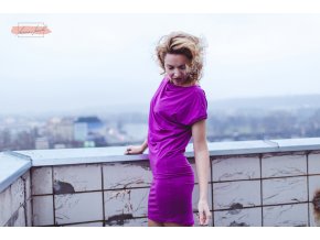 Rosmarina šaty krátký rukáv růžovofialová