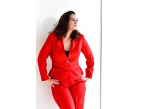 Sako z luxusní vlněné kostýmovky červené