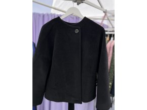 Vlněný kabát krátký s netopýřími rukávy jemný chloupek černý