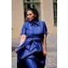 Anemone dlouhé košilové šaty s 3/4 rukávem tmavě modrá pružná