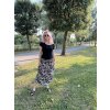 sukně na gumu z hebkého šifonu tropičtí papoušci