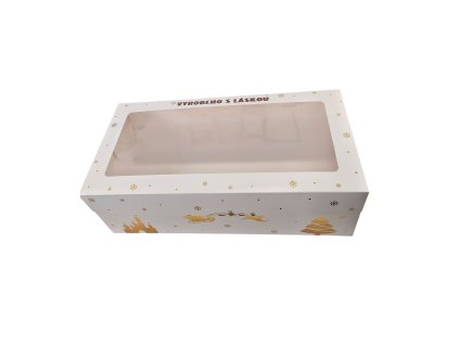 Vánoční krabička Bílo-zlatá 40x20x13cm s laminací