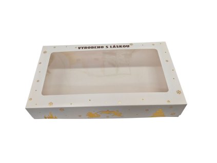 Vánoční krabička Bílo-zlatá 35x20x6cm s laminací