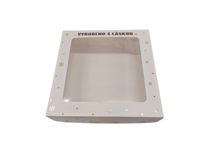 Vánoční krabička Bílo-zlatá 20x20x5cm s laminací